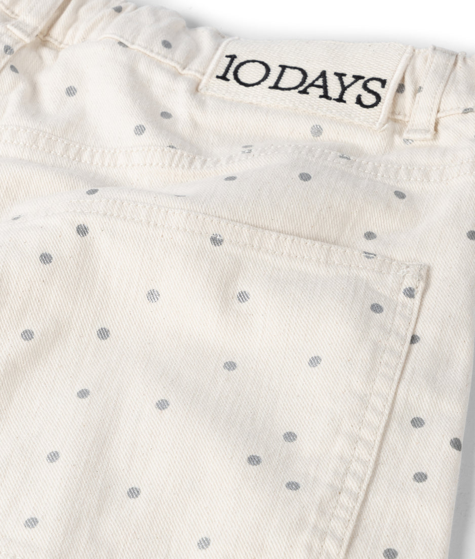 wide leg pants dots | ecru