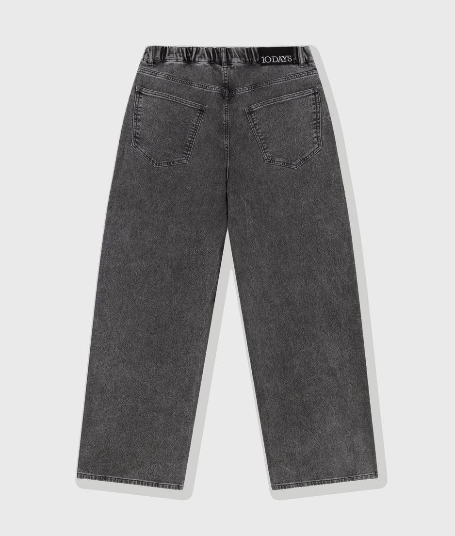 wide pants jog denim | black