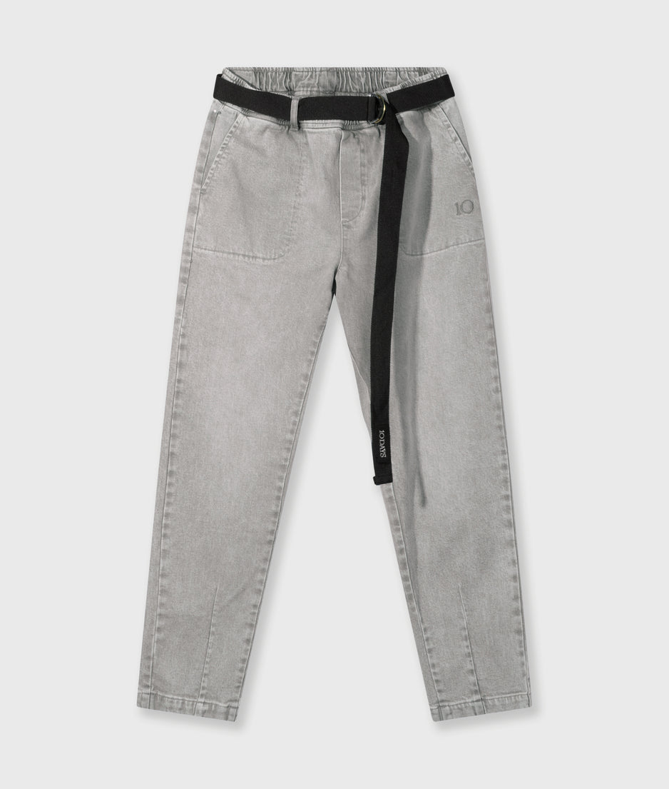 belted pants denim | grey wash