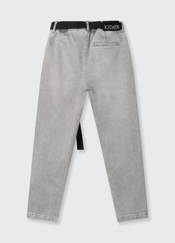belted pants denim | grey wash