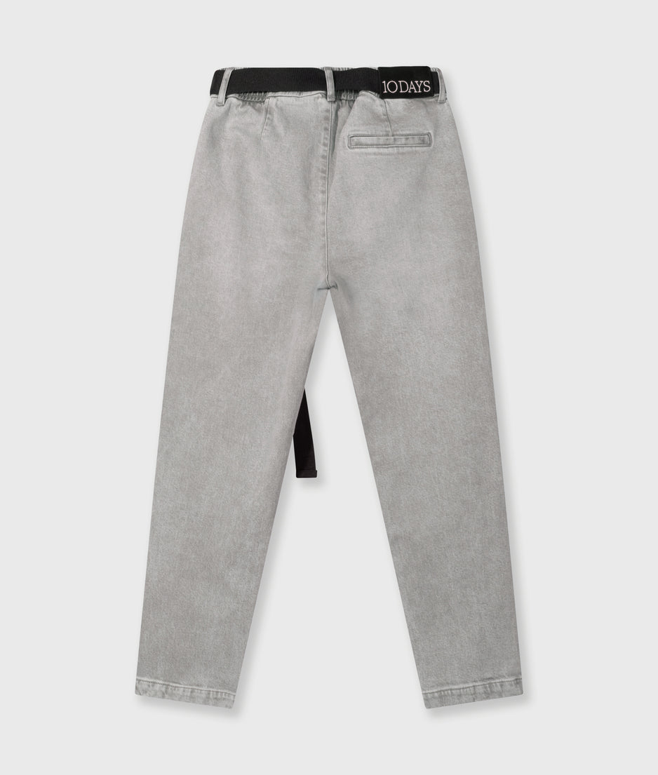 belted pants denim | grey wash