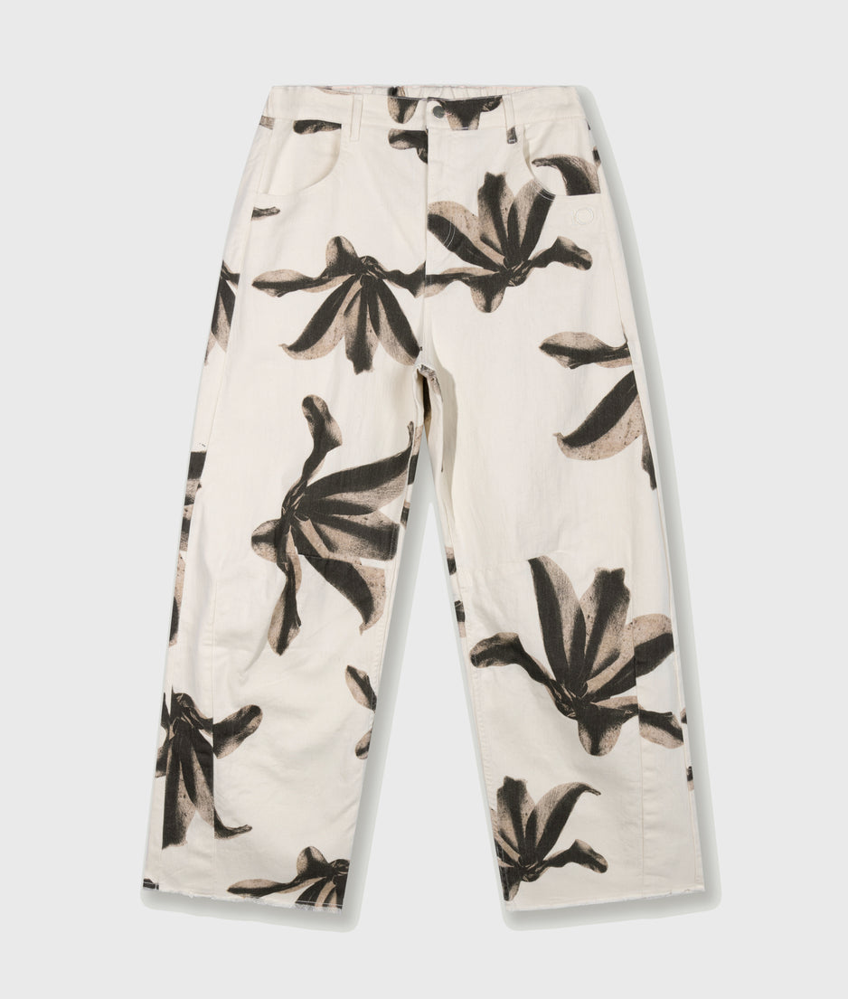 western pants flower | ecru