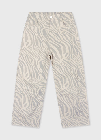 Western Hose mit Zebraprint | ecru