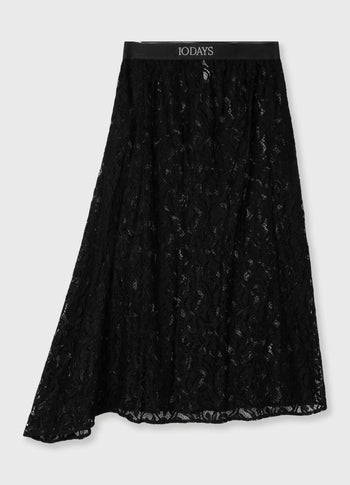 lace midi skirt | black