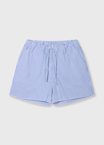 cotton shorts stripes | white/steel blue