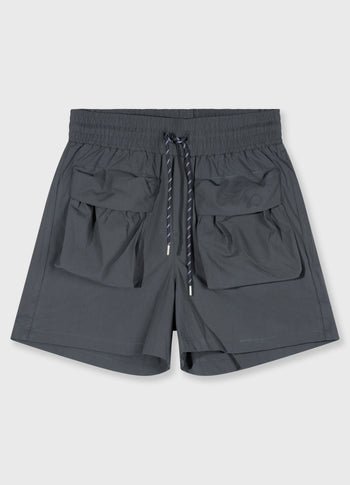 crinkle utility shorts | steel blue