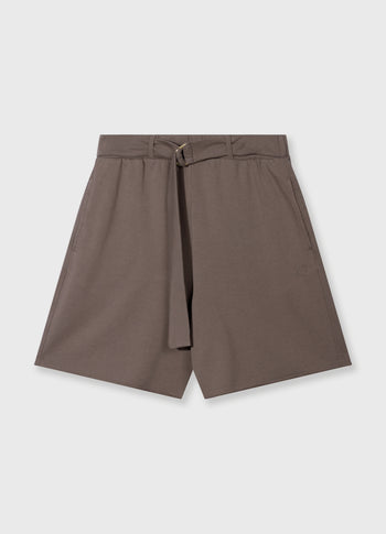 belted shorts fleece | moonrock