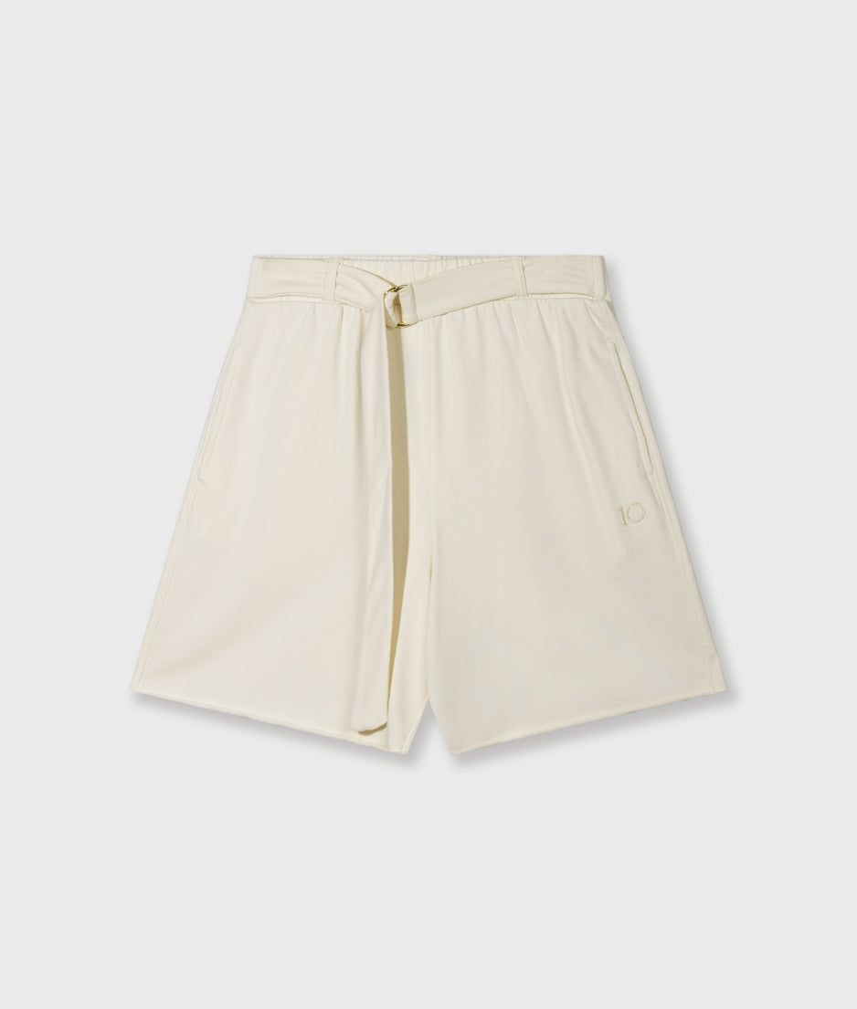belted shorts fleece | soft vanilla