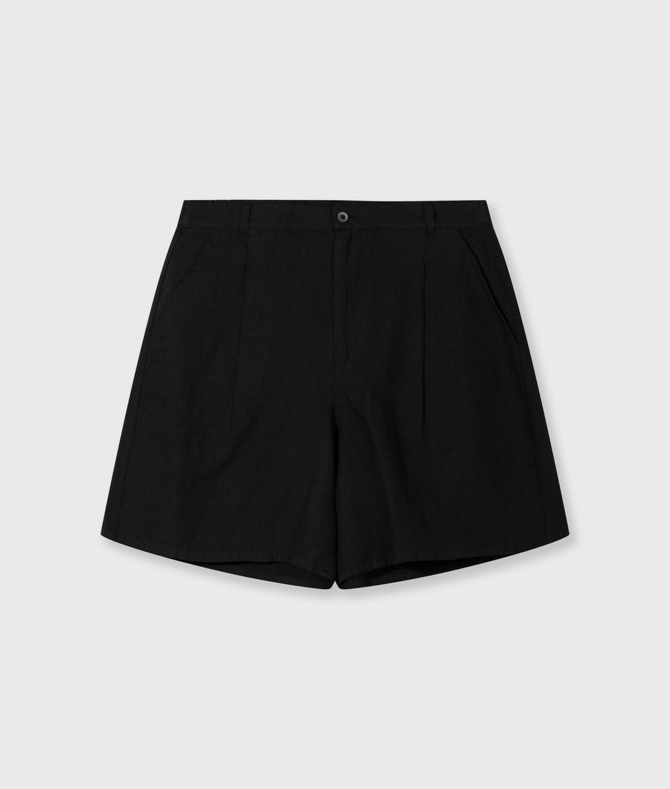 wide shorts linen | black