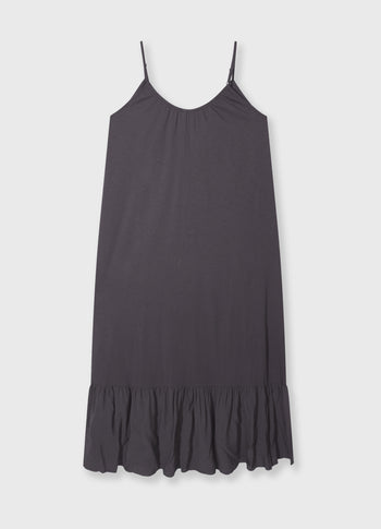 maxi dress slub jersey | steel blue