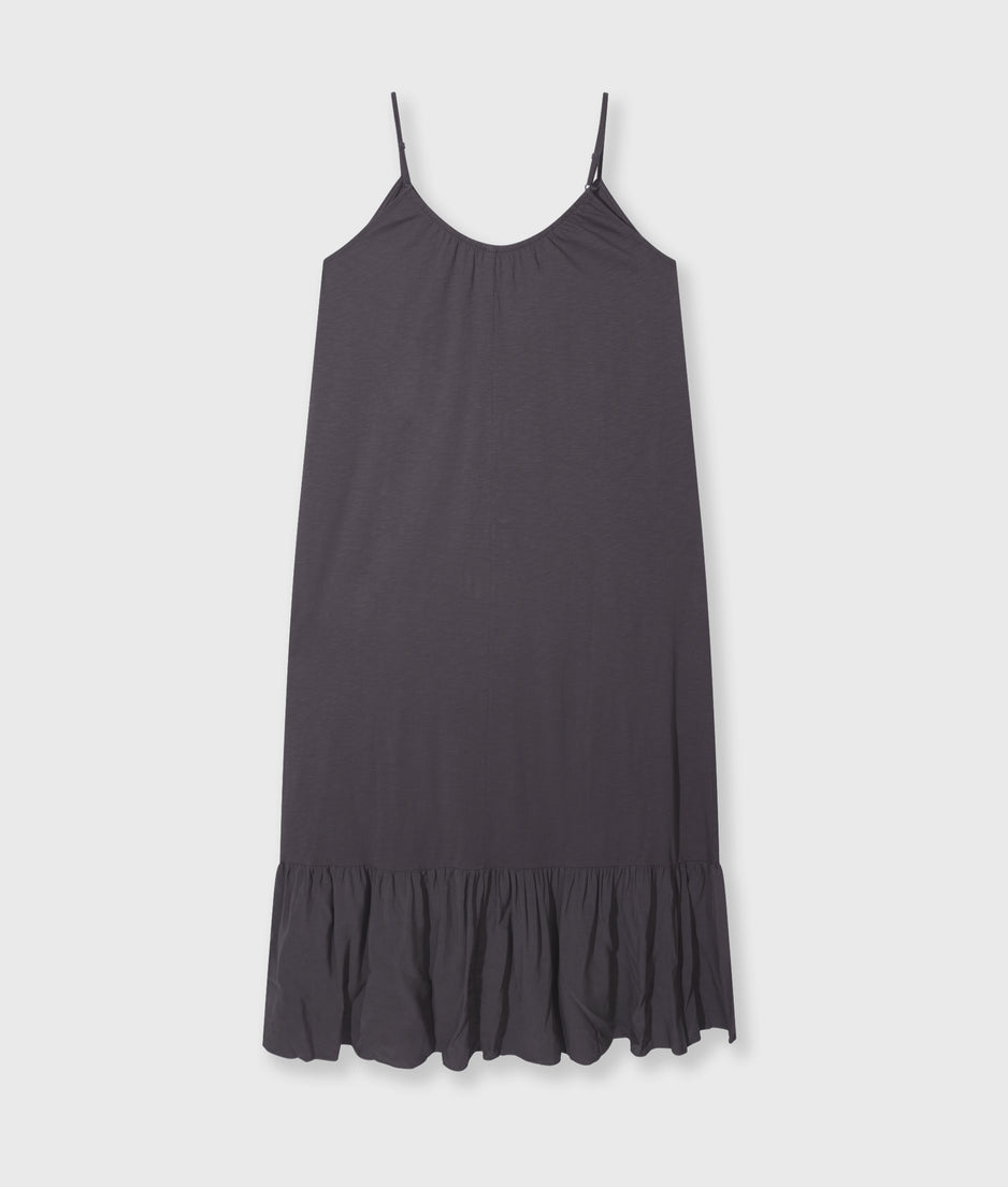 maxi dress slub jersey | steel blue