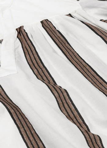 ruffle dress stripes | ecru