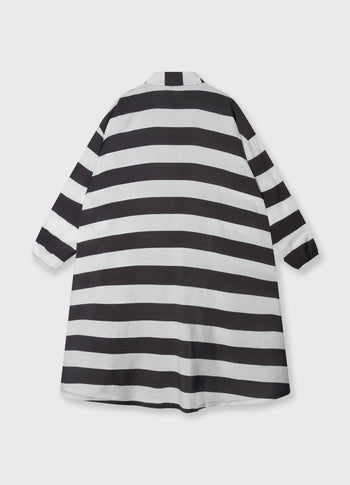 a-line dress stripes | white/brownish grey