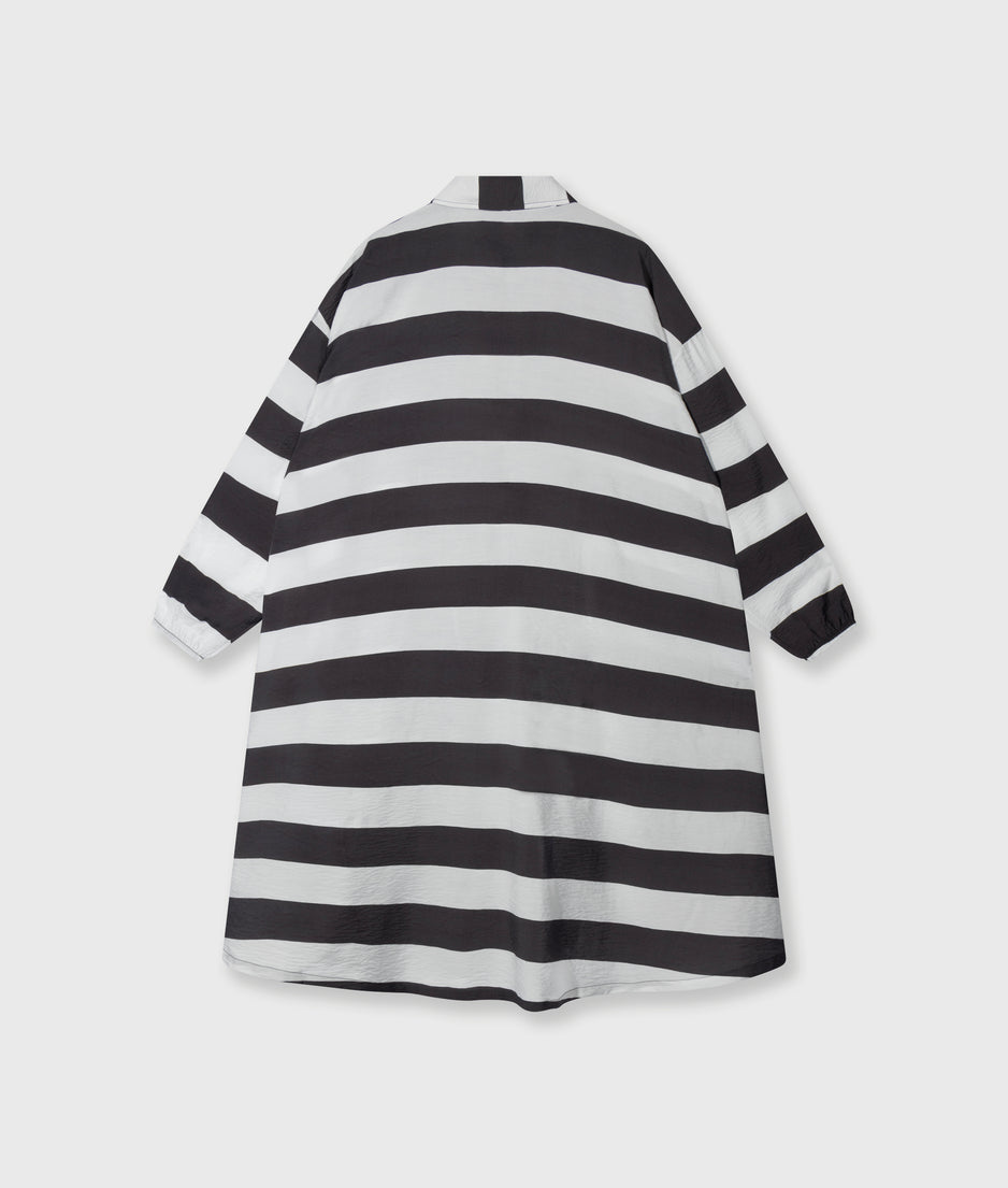 a-line dress stripes | white/brownish grey