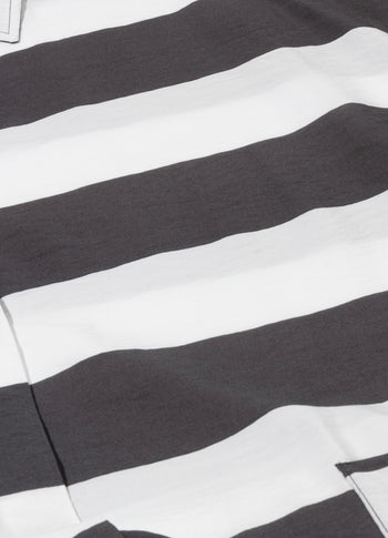 a-line dress stripes | white/brownish grey