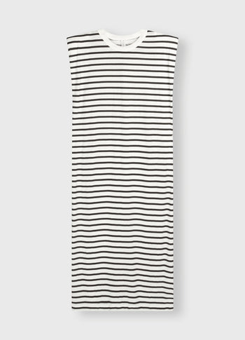 padded tee dress stripes | ecru/black