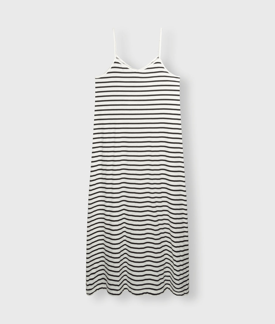strappy dress stripes | ecru/black
