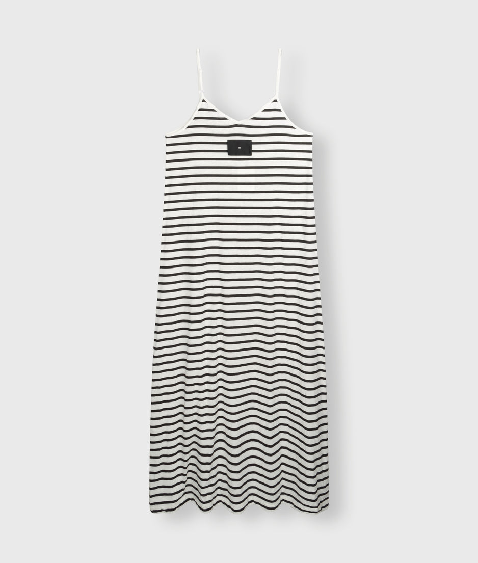 strappy dress stripes | ecru/black