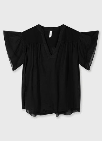 a-line ruffle top | black