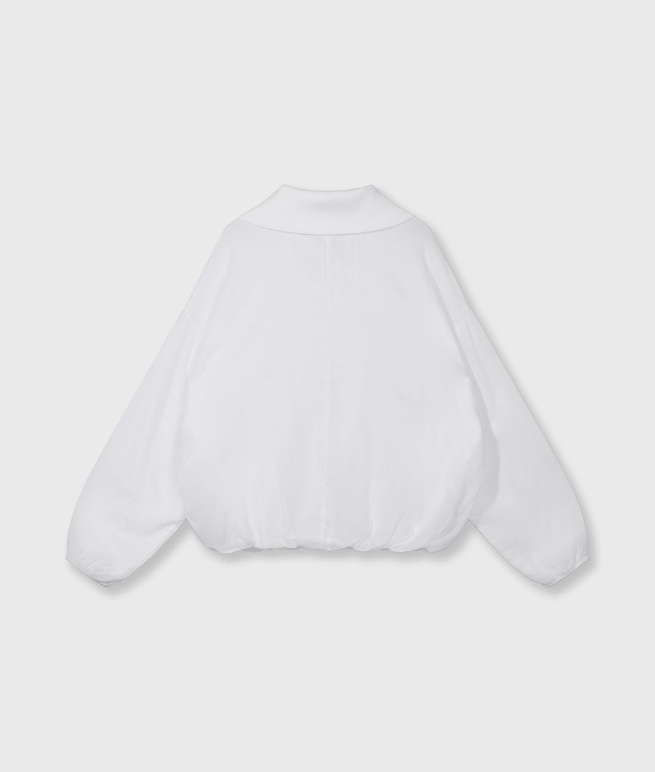 half zip balloon top | white