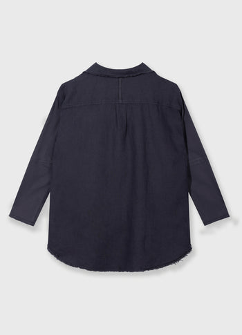 cotton linen blouse | steel blue