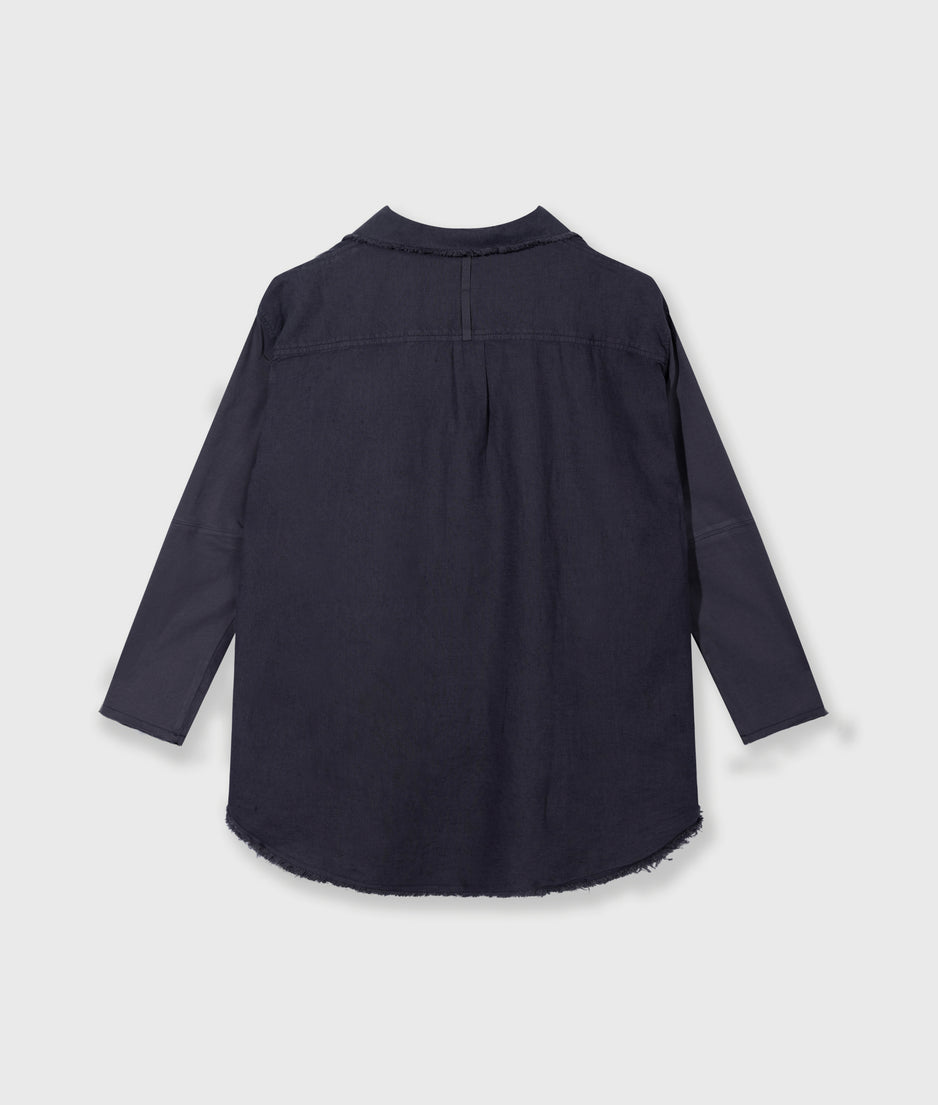 cotton linen blouse | steel blue
