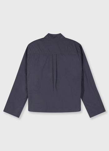 Cropped Bluse mit Schulterpolster | steel blue