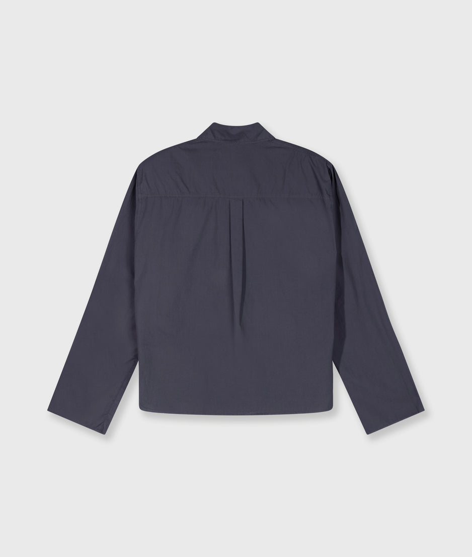 Cropped Bluse mit Schulterpolster | steel blue