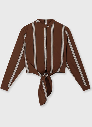 cropped knot blouse | deep brown