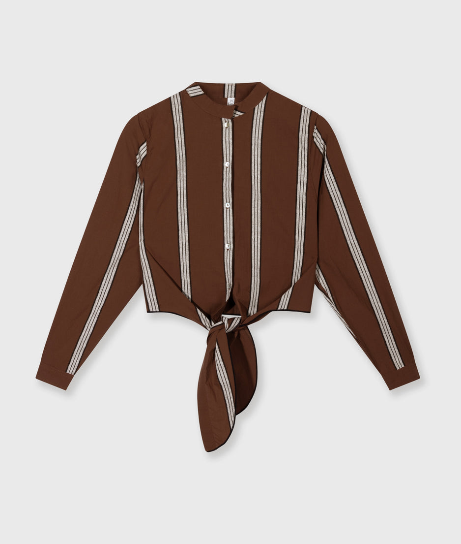 cropped knot blouse | deep brown
