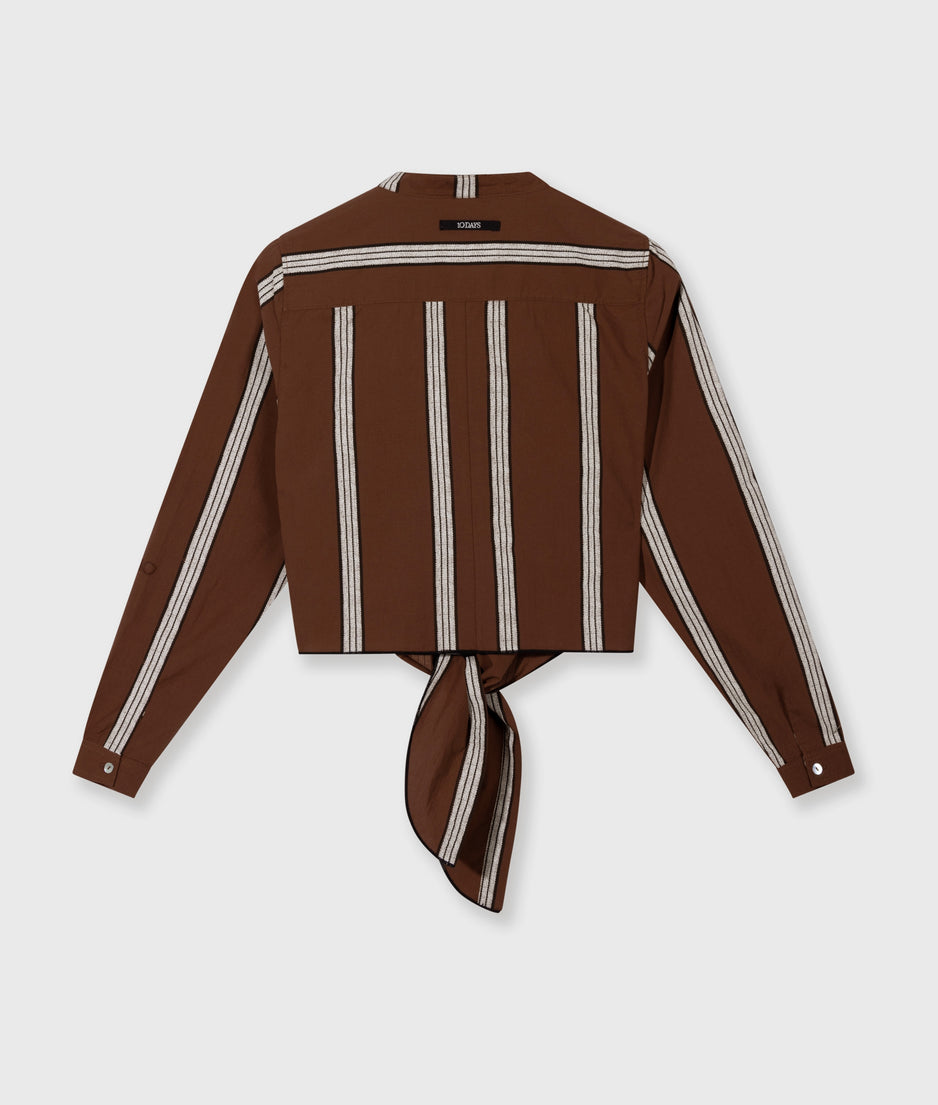 cropped knot blouse | deep brown