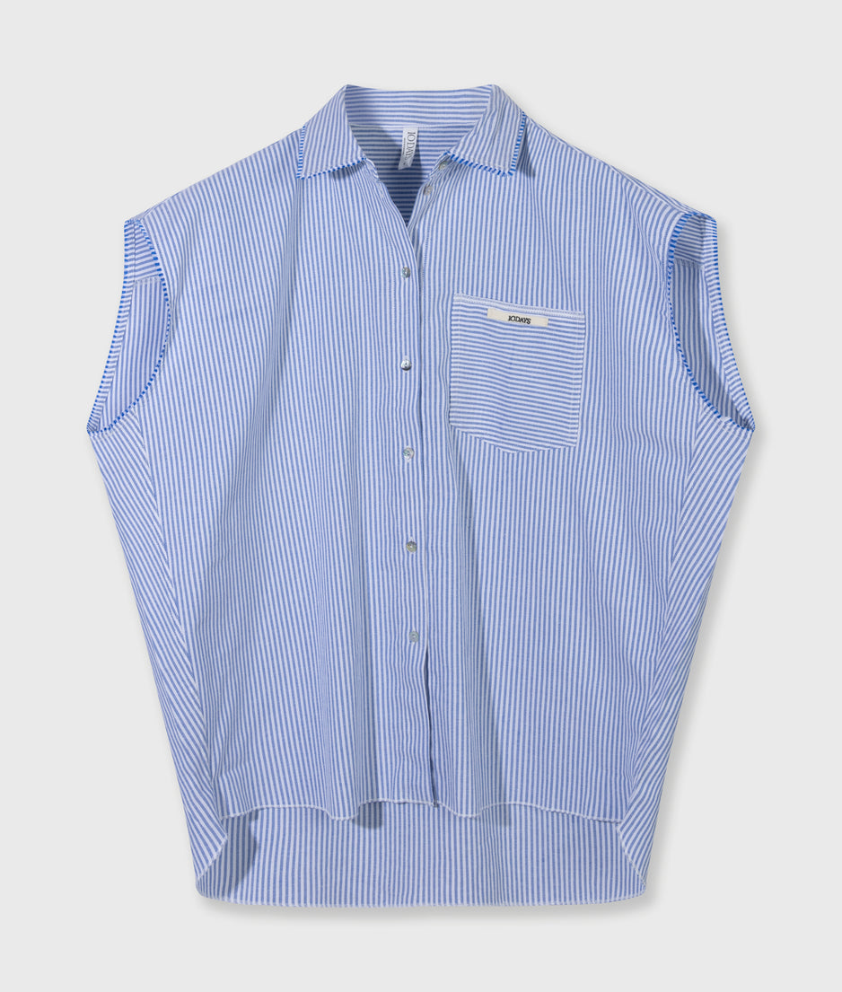 cotton blouse stripes | white/steel blue