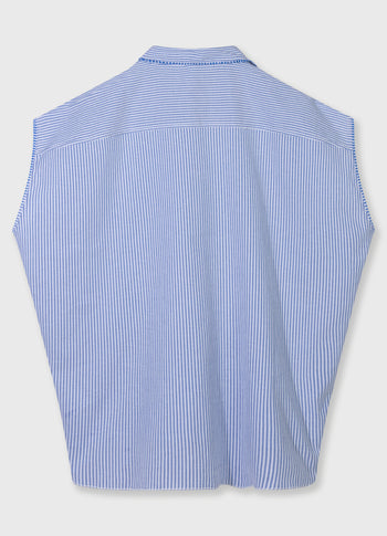 cotton blouse stripes | white/steel blue