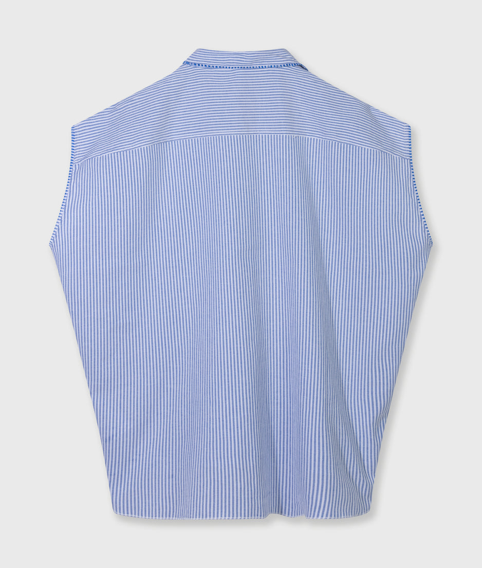 cotton blouse stripes | white/steel blue