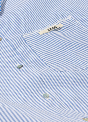 cotton blouse stripes | white/steel blue