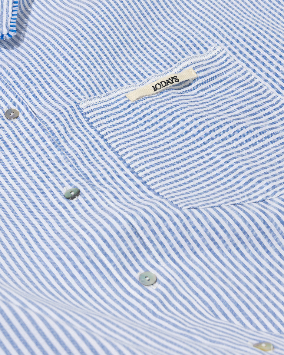 cotton blouse stripes | white/steel blue