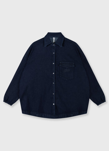 Chambray Bluse | dark blue