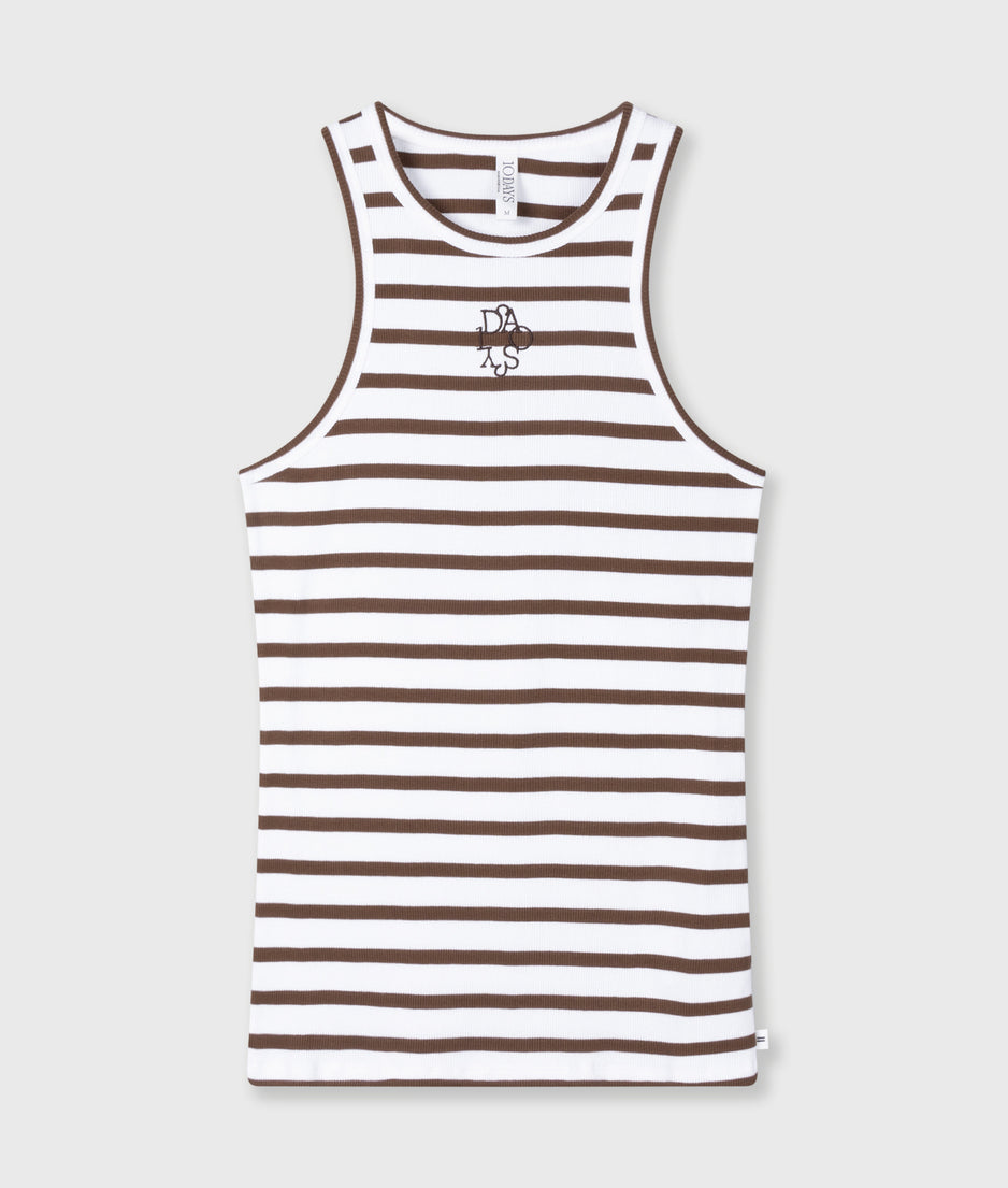 tank top rib stripes | white/dark truffle
