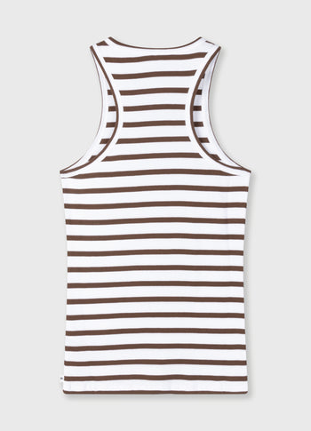 tank top rib stripes | white/dark truffle