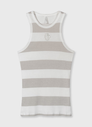 Geripptes Tanktop mit Streifen | white/stone