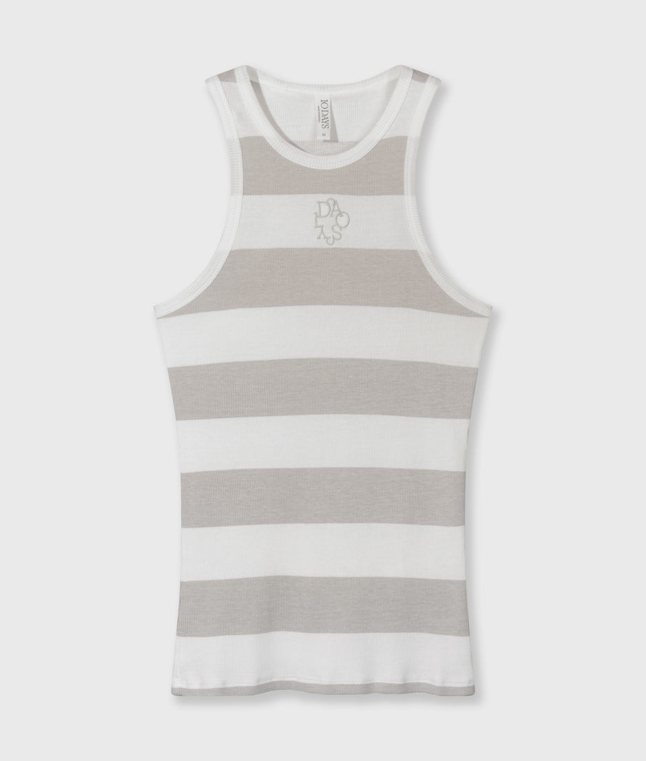 Geripptes Tanktop mit Streifen | white/stone