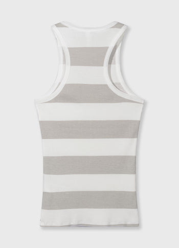 Geripptes Tanktop mit Streifen | white/stone