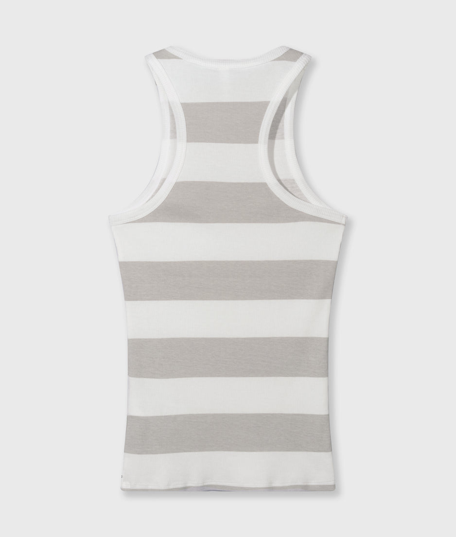 Geripptes Tanktop mit Streifen | white/stone