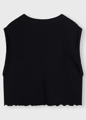 v-neck top fleece | black