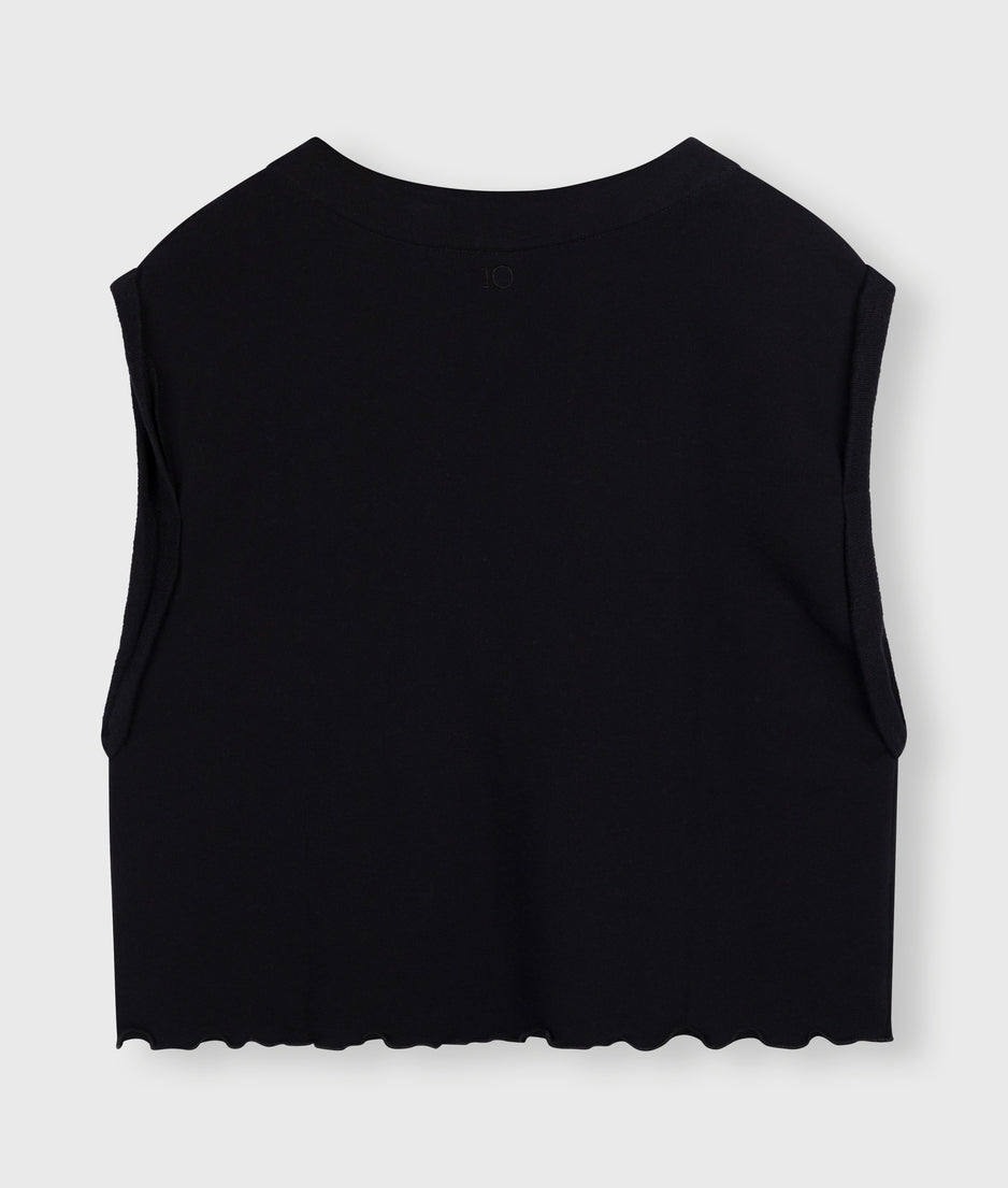 v-neck top fleece | black