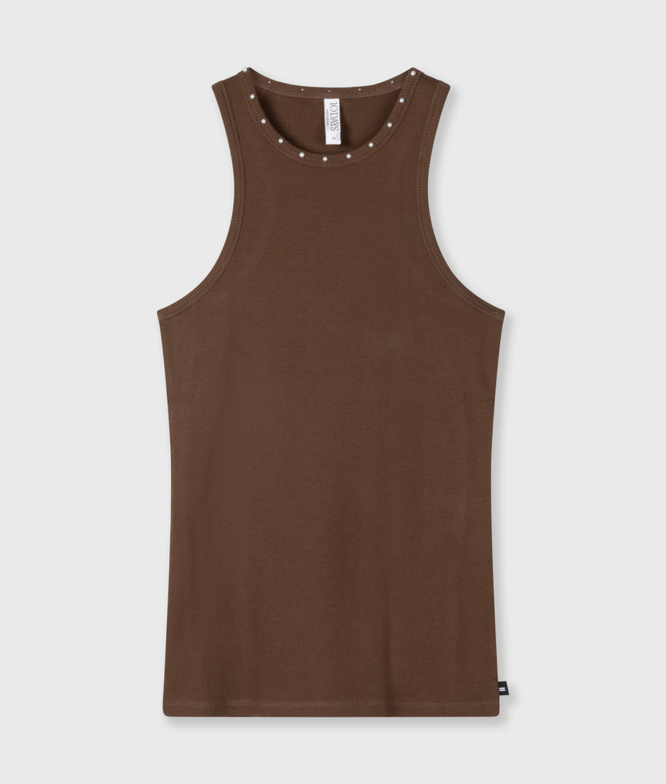 tank top pearls | dark truffle