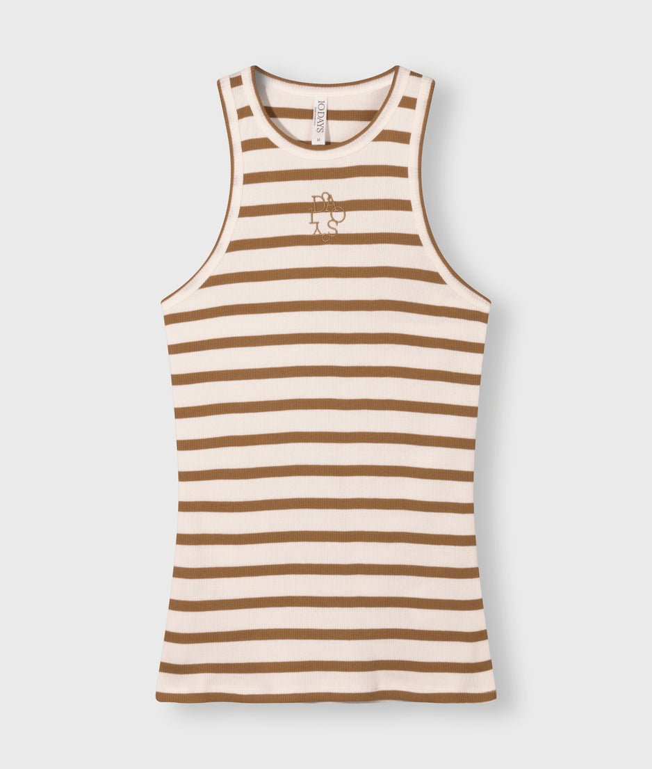 tank top rib stripes | ecru/suede