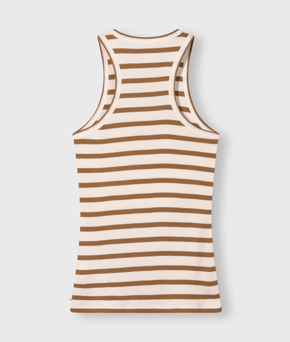 tank top rib stripes | ecru/suede