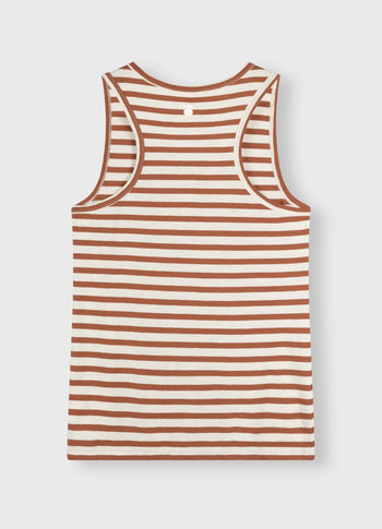 tank top stripes | ecru/saddle brown