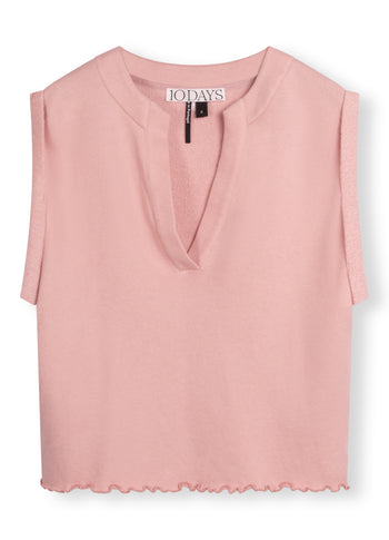 v-neck top fleece | dusty peach